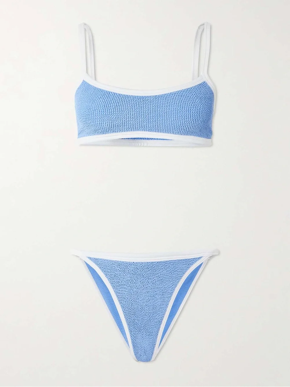 Hunza G NWT Tyler Blue Cornflower two-tone Original Crinkle™ bikini